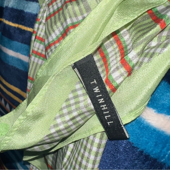 Vintage Rare Twinhill Silk Scarf Green Plaid - Picture 3 of 9
